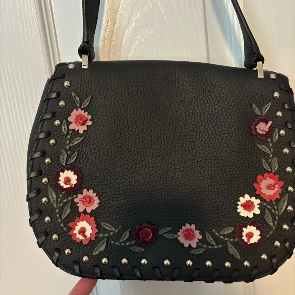 kate spade Madison Daniels drive embellished black leather crossbody